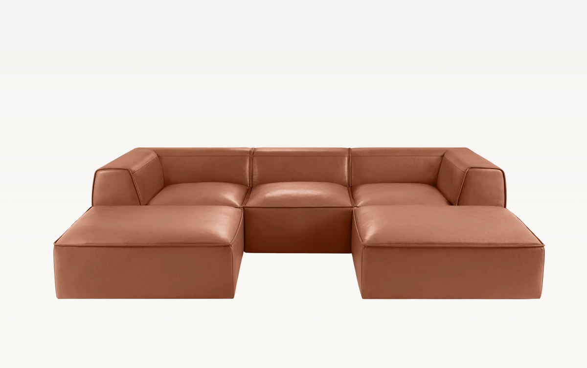 Brown U-Shaped Sectional Sofa