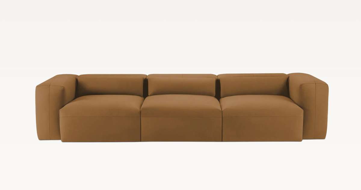 Caramel Brown Three-Seat Sofa