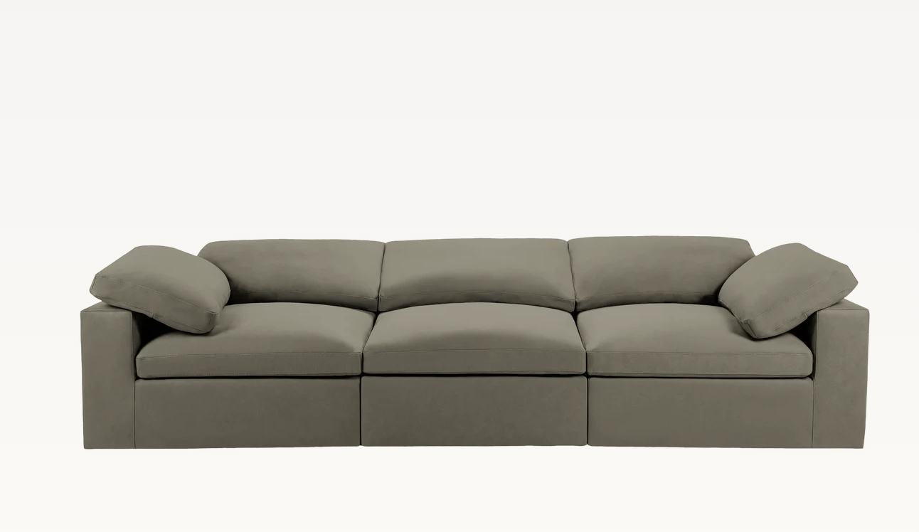 Olive-Grey Three-Seat Sofa
